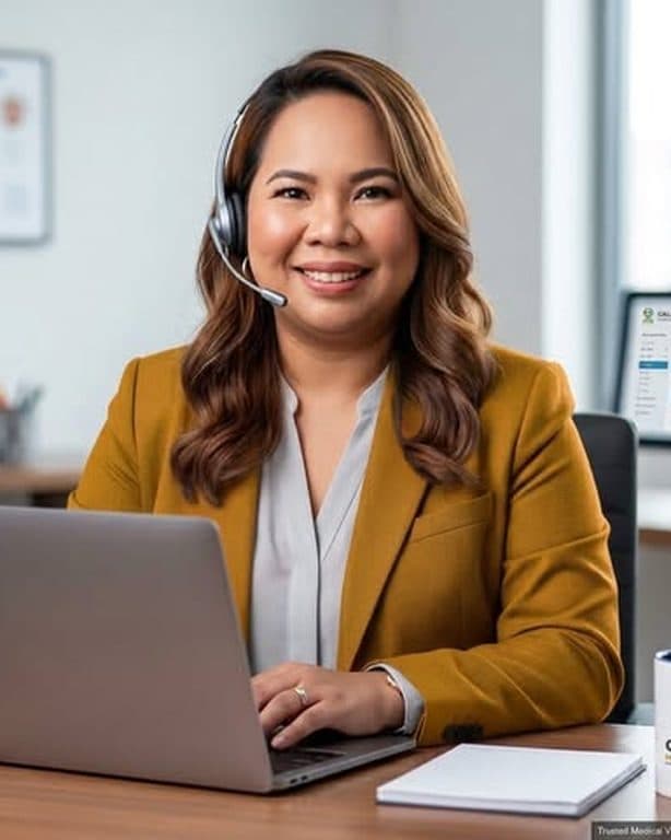 A Caliber medical virtual assistant at her workstation